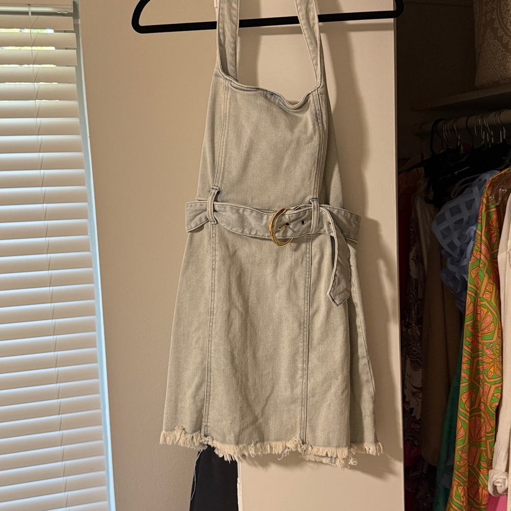 Show Me Your MuMu Light Gray Denim Dress
